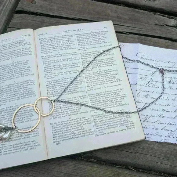 Vintage necklace with hoops and  faux pearls - Picture 7 of 8